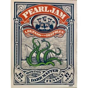 PEARL JAM POSTER FENWAY PARK BOSTON RED SOX MASS AMES BROS 9/15 9/17 2024